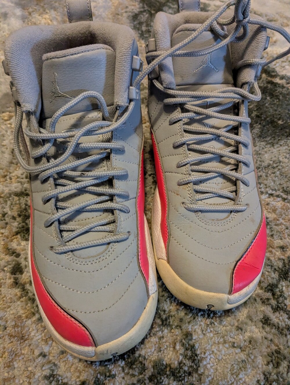 Jordan Youth Gray and Pink High-Top Sneakers